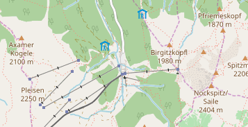 Skigebiet auf Karte
