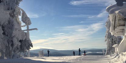 Skiregion - Après Ski im Skigebiet: Skihütten mit Après Ski - Bayern - Verschneiter Almberg mit tollem Ausblick - Skigebiet Mitterdorf
