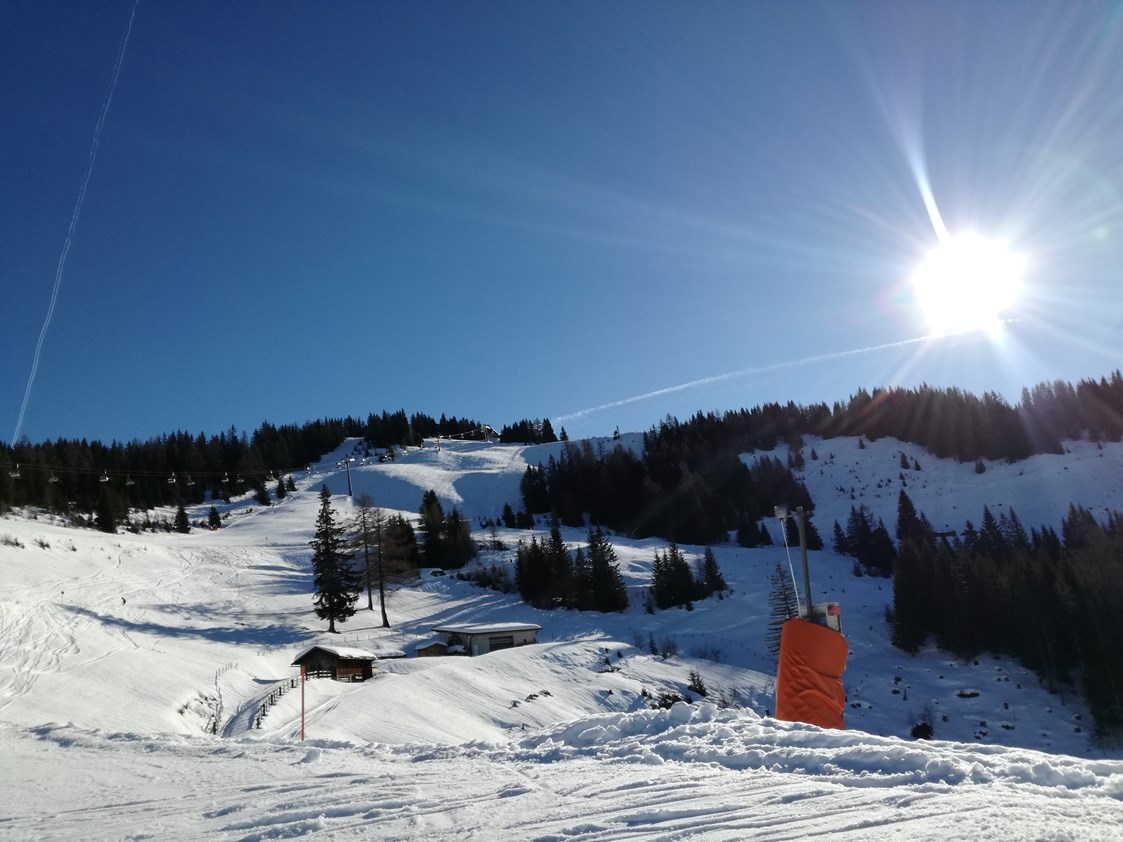 Skigebiet: Abfahrt zur Wengeralm bei schönstem Wetter - Skigebiet Dorfgastein-Großarltal